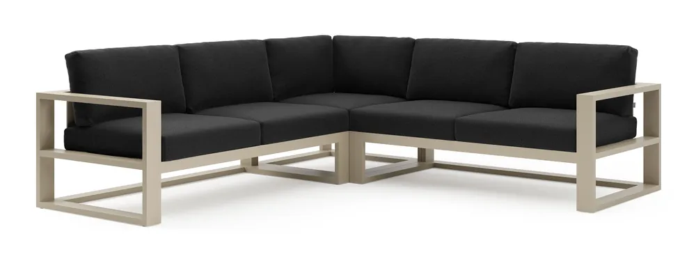 Verato loungehoek in beige aluminium met lopi baribal all weather sunbrella® luxe kussen Dagaanbieding