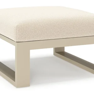 Weekendaanbieding Verato poef in beige aluminium met lopi sand all weather sunbrella® luxe kussen