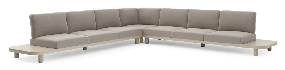 Seizoensaanbieding Donato loungehoek in beige aluminium met lopi pepper all weather sunbrella® luxe kussen