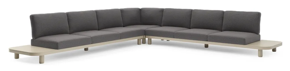Donato loungehoek in beige aluminium met firenze tunder all weather solica kussen Aanbieding