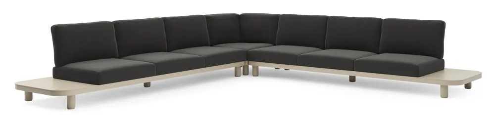 Populair Donato loungehoek in beige aluminium met natte sooty all weather sunbrella® luxe kussen