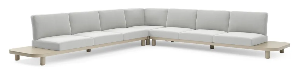 Speciale Aanbieding Donato loungehoek in beige aluminium met natte grey chine all weather sunbrella® luxe kussen
