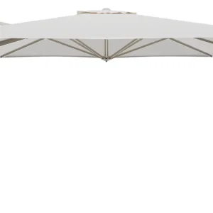 Aanbieding Minore zweefparasol met tiltfunctie in beige aluminium en Savane White All Weather Sunbrella® Luxe parasoldoek - L1 350 x L2 350 cm (zonder voet) (zonder voet)